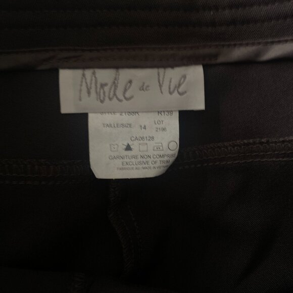 Mode de Vie Dress Brown Stretch Dress Pants Trouser Front Zipper Pockets Size 14 - Picture 3 of 5